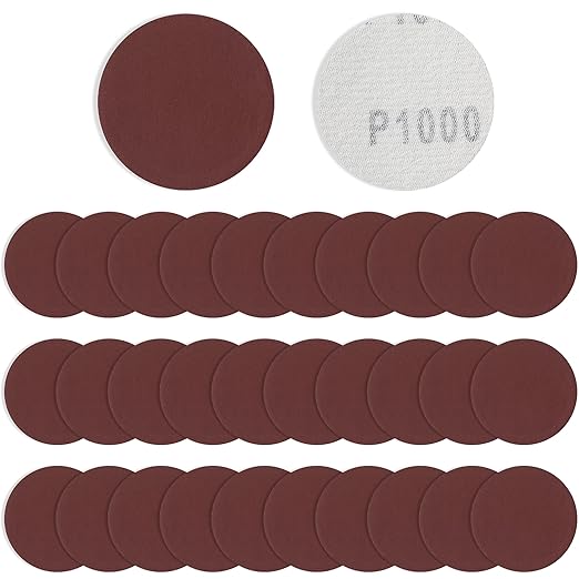 S SATC 2 Inch Hook and Loop Sanding Discs No-Hole Sandpaper 1000 Grit Orbital Sander Pads for Sanders Drill 100PCS Aluminum Oxide Sandpaper Discs for Woodworking Wood Automotive Metal