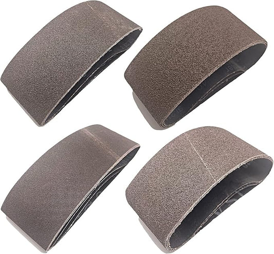 4 x 21 Inch Calcined Aluminum Oxide Sanding Belts, 40 60 80 120 Assorted Grits Abrasive Belts for 4x21 Belt Sander, 16 Pack
