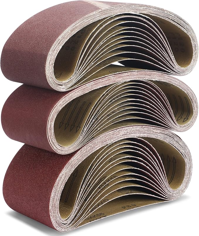36 Pieces Sanding Belt Abrasive Sanding Belts Grinding Belt Sander Paper 4 x 24 Inch Aluminum Oxide Sandpaper Belts for Sander Machine Woodworking Metal Stone 12 Pcs Each of 80 120 150 Assorted Grit