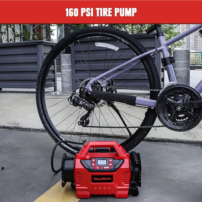 Cordless Tire Inflator Compatible with Milwaukee 18V Battery, 160 PSI High Pressure Portable Air Compressor with Digital Gauge, Auto Shut Off, LED Light For Balls, Tires, Swim Toys (Tool Only)