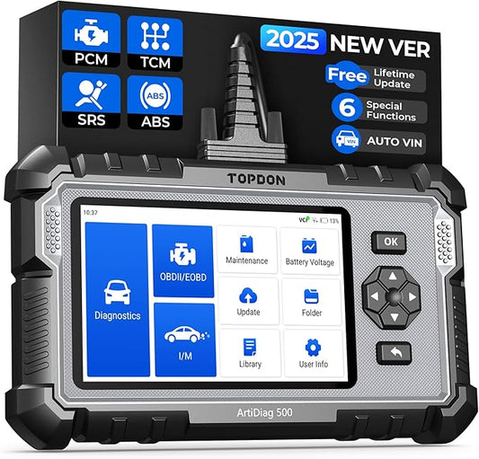 OBD2 Scanner TOPDON AD500 Oil/SAS/Throttle/TPMS/BMS/EPB Reset Engine/ABS/SRS/Transmission, Diagnostic Scan Tool, AutoVIN, Car Check Engine Code Reader with Battery Test, Lifetime Wi-Fi Free Update