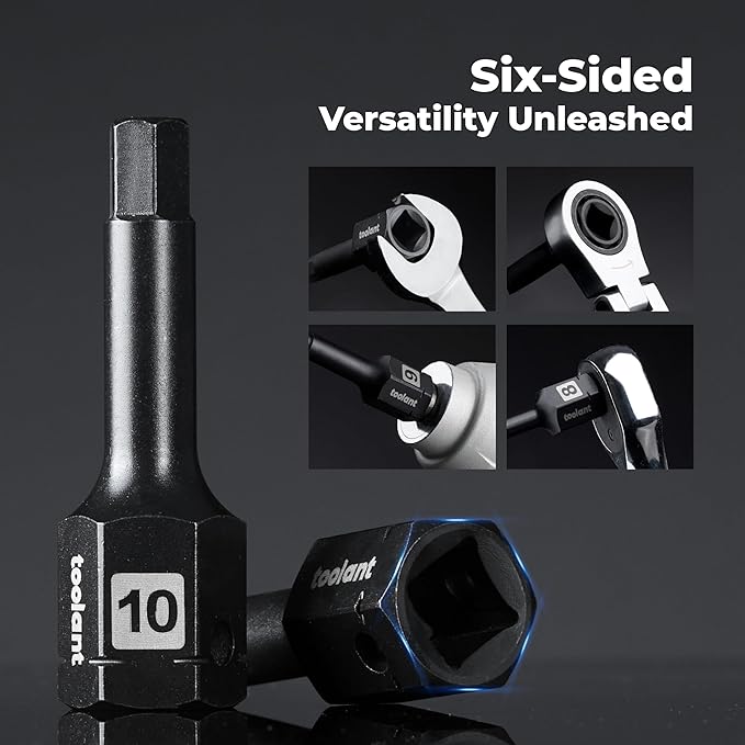 toolant 1/2" drive 1/2" impact hex bit socket set 2PCS, Hex Drive, S2 Steel Air Drive Allen Socket set,Impact Grade