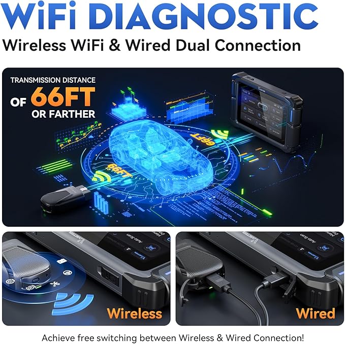 Bidirectional Scan Tool VDIAGTOOL VD70S, 2025 Wireless OBD2 Scanner Diagnostic Tool with 36+ Resets, FCA Autoauth, CAN FD & DoIP, All System, ECU Coding, PMI, V.A.G. Guide, 3 Years Update
