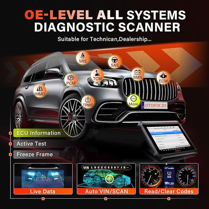 OTOFIX D1 Automotive Diagnostic Tool[ 2-Year Free Update],2025 Bi-Directional Scan Tool,ECU Coding,40+ Resets,FCA AutoAuth, All Systems Diagnosis,CAN FD & DoIP,Upgraded of D1 Lite