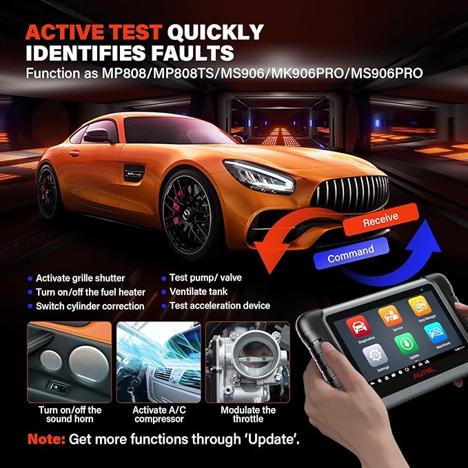 Autel Scaner MaxiCOM MK808S: 2024 Same as MX808S/MK808Z Bidirectional Scan Tool, Upgrade of MK808/MX808, 28+ Services, OE-Level All Systems Diagnostic Scanner, FCA AutoAuth Work with MV105/MV108