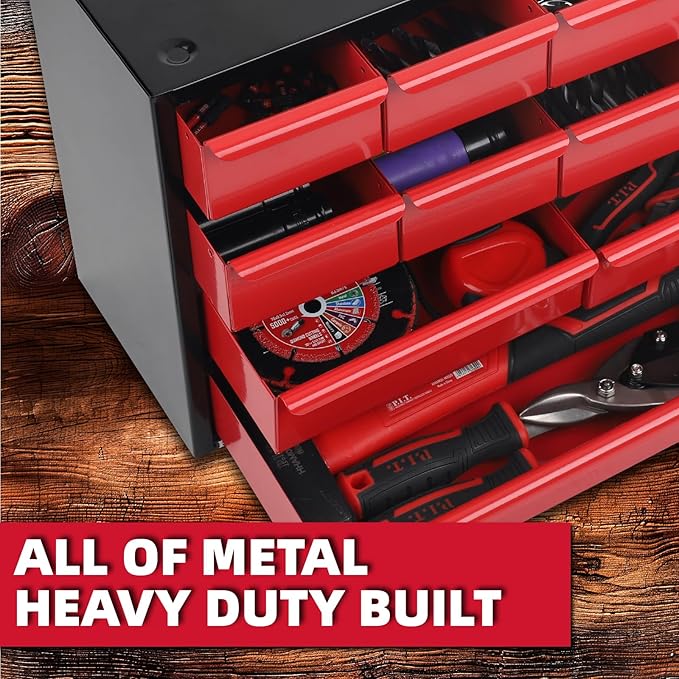 P.I.T. Organiser Stackable 11 Drawer, Metal Tool Chest, Steel Tool Box with 4 Sets of Expansion Screws for Wall Mounting.Cabinet for Tool, Screw, Nuts, Bolts Organizers and Storage