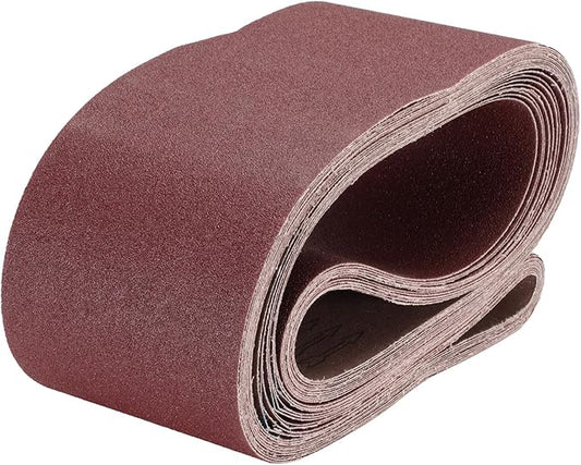 uxcell 10pcs 6" x 89" Sanding Belts 80 Grits Aluminum Oxide Abrasive Belt Sander Paper Sanding Papers for Metal Wood Grinding Polishing, Reddish Brown