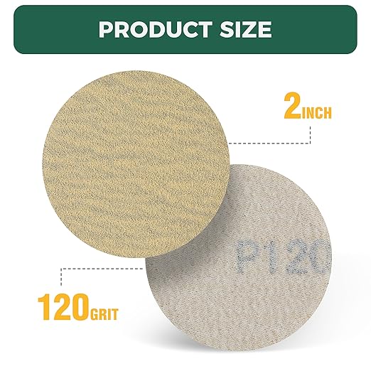 S SATC 2 Inch Sanding Discs Hook and Loop 50PCS Sanding Discs 120 Grit Aluminum Oxide Orbital Sander Pads Sandpaper Discs for Sanders Drill,Woodworking Wood,Automotive Paint,No-Hole