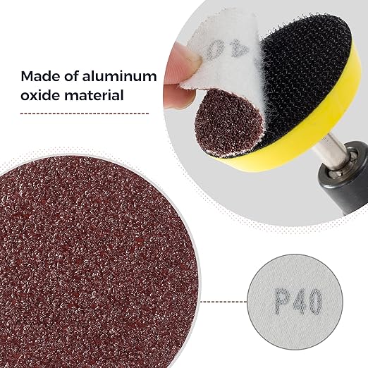 S SATC 2 Inch Hook and Loop Sanding Discs No-Hole Sandpaper 100PCS 40 Grit Orbital Sander Pads for Sanders Drill Aluminum Oxide Sandpaper Discs for Woodworking Wood Automotive Metal