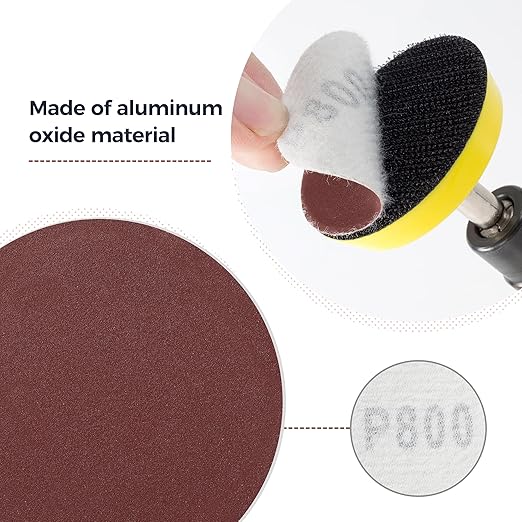 S SATC 2 Inch Hook and Loop Sanding Discs No-Hole Sandpaper 800 Grit Orbital Sander Pads for Sanders Drill 100PCS Aluminum Oxide Sandpaper Discs for Woodworking Wood Automotive Metal