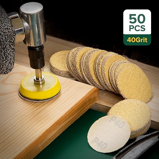 S SATC 2 Inch Hook and Loop Sanding Discs 50PCS Sanding Discs 40 Grit Aluminum Oxide Orbital Sander Pads Sandpaper for Sanders Drill,Woodworking Wood,Automotive Paint