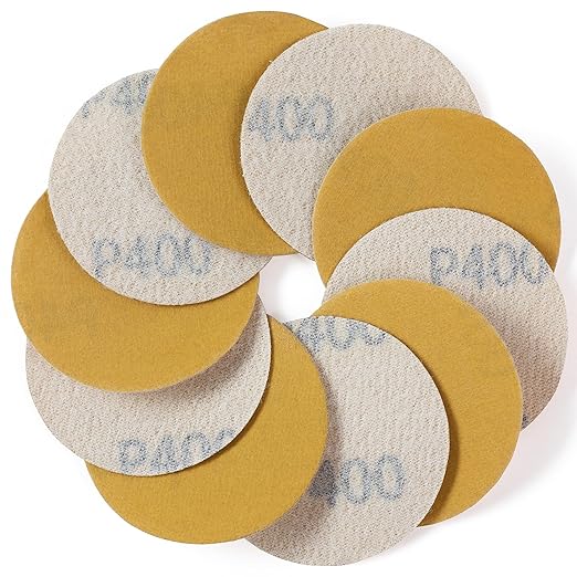 S SATC 2 Inch Hook and Loop Sanding Discs 50PCS Sanding Discs 400 Grit Aluminum Oxide Orbital Sander Pads Grinder Rotary Tools Attachment,Woodworking Wood,Automotive Paint,No-Hole