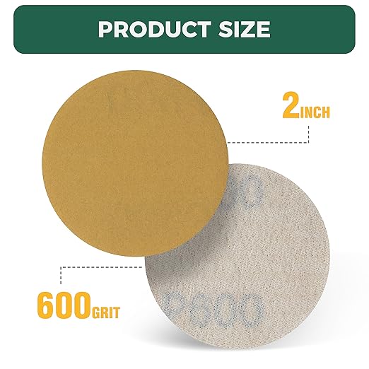 S SATC 2 Inch Hook and Loop Sanding Discs 50PCS Sanding Discs 600 Grit Aluminum Oxide Orbital Sander Pads Sandpaper Discs for Sanders Drill,Woodworking Wood,Automotive Paint,No-Hole