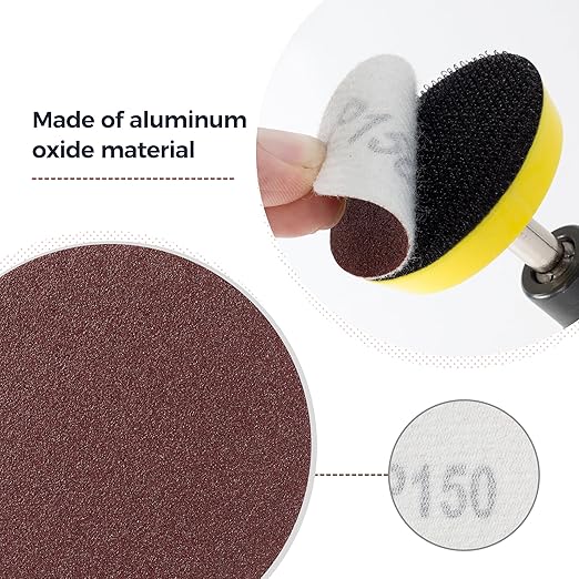 S SATC 2 Inch Sanding Disc Hook and Loop Sandpaper 150 Grit 100PCS Orbital Sander Pads for Sanders Drill Aluminum Oxide Sandpaper Discs for Woodworking Wood Automotive Metal