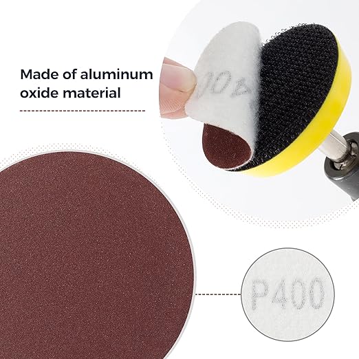 S SATC 2 Inch Hook and Loop Sanding Discs No-Hole Sandpaper 400 Grit Orbital Sander Pads for Sanders Drill 100PCS Aluminum Oxide Sandpaper Discs for Woodworking Wood Automotive Metal