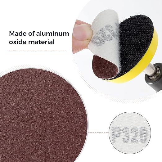 S SATC 100PCS 2 Inch Hook and Loop Sanding Discs 320 Grit Orbital Sander Pads for Sanders Drill Aluminum Oxide Sandpaper Discs for Woodworking Wood Automotive Metal No-Hole