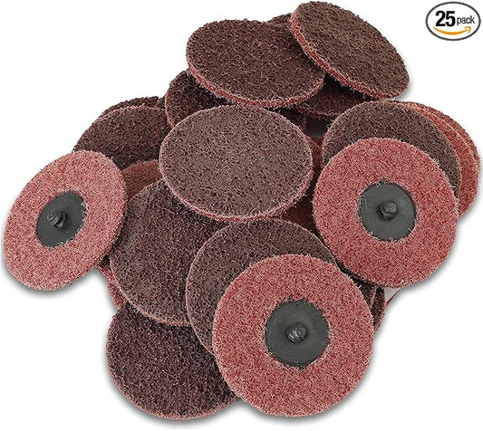 OEMTOOLS 22519 3” Twist Lock Surface Prep Discs, 25 Piece Set, Medium Maroon, Finishing Abrasive 3” Sanding Disc Surface Conditioning Tool Bundle, Sander, Rotary Tool, and Die Grinder Accessories