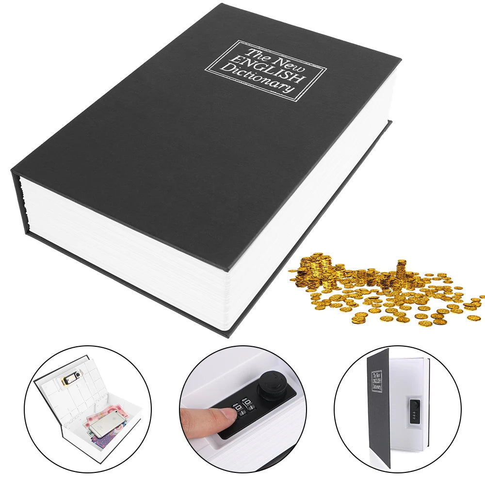 [no.7] Jewellery Lock Box Dictionary Book Cash Bill Money Coin Storage Key Box Locker Money Hidden Key Safe Box with Combination Lock