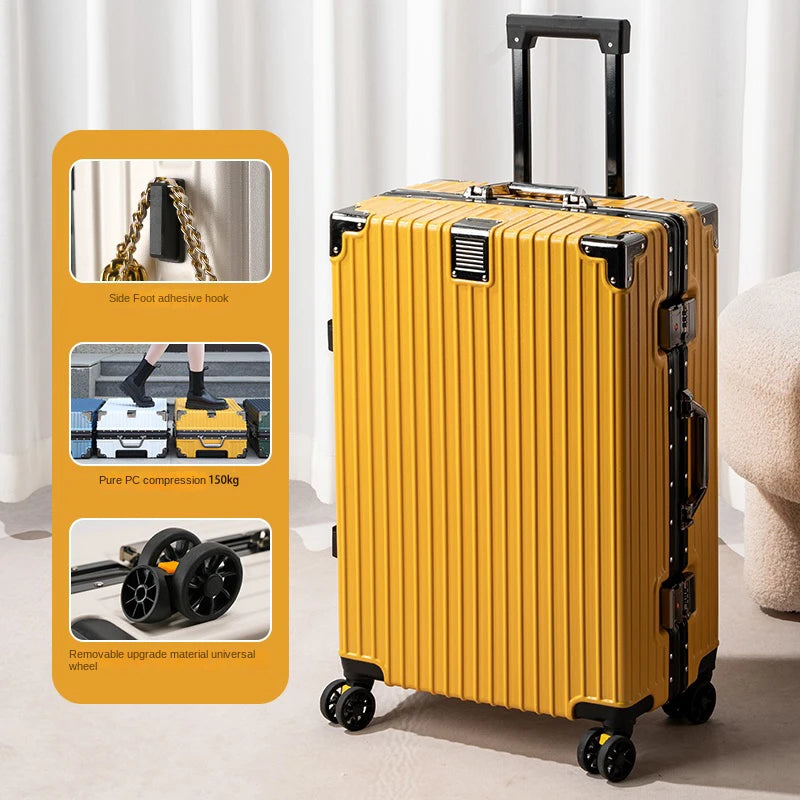 [no.4] Aluminum Frame Luggage – 20", 24", 28" Sturdy PC Suitcase with Wheels