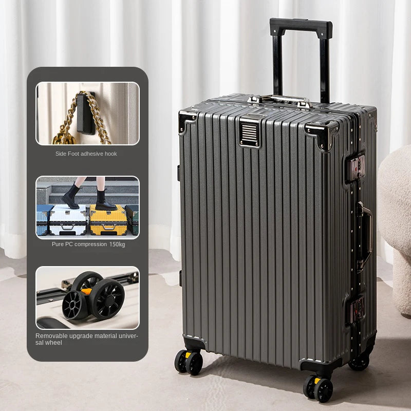 [no.4] Aluminum Frame Luggage – 20", 24", 28" Sturdy PC Suitcase with Wheels