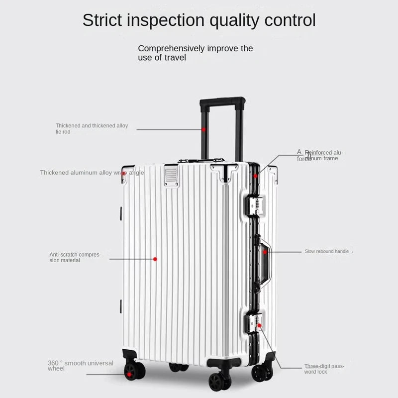 [no.4] Aluminum Frame Luggage – 20", 24", 28" Sturdy PC Suitcase with Wheels